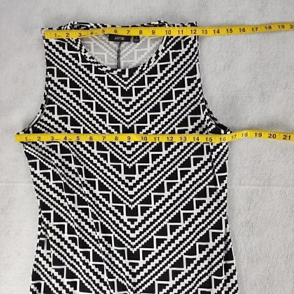Apt. 9 Womens Geometric Black, White Sheath Midi Dress (has some stretch) Sz M - Picture 7 of 11